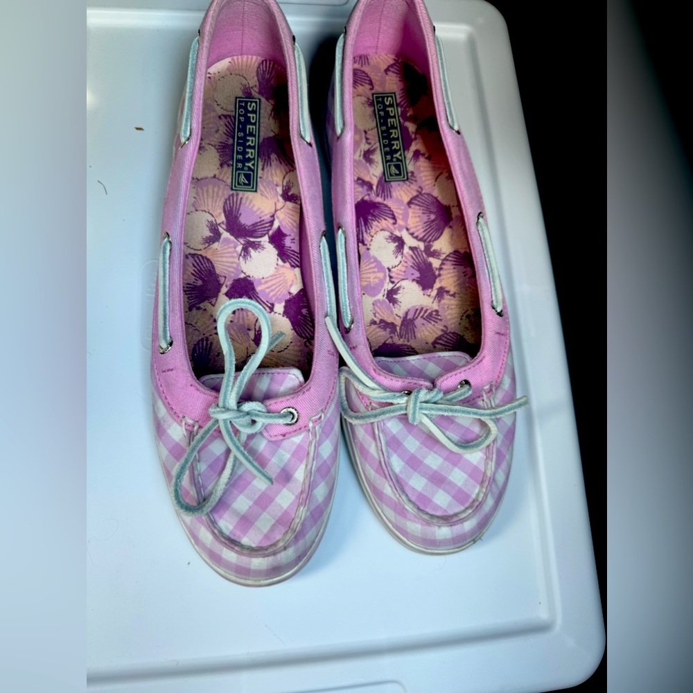 SPERRY Top Sliders Pink Checkered Size 9